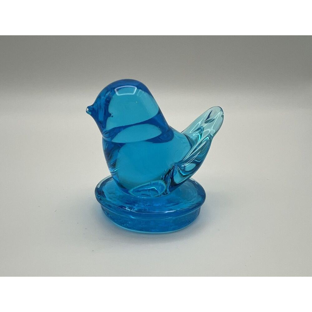 Vintage Leo Ward 2.25” Blue Bird of Happiness Glass Figurine Signed & Dated 1992